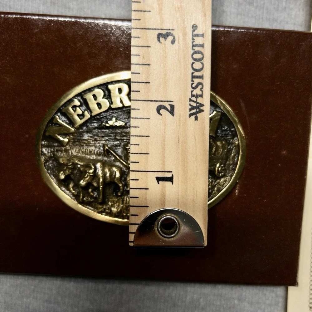 The Great American Buckle Collection Nebraska Solid‎ Brass Western Belt Buckle